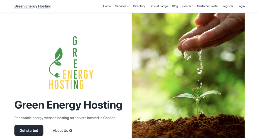 Green Energy Hosting homepage