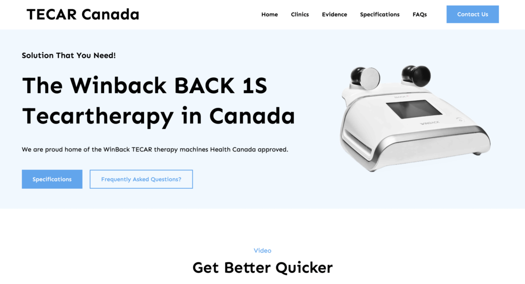 Tecar Therapy Website Design
