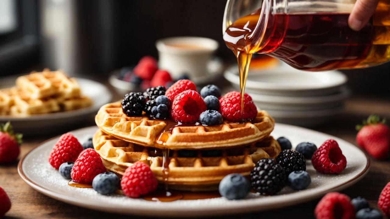 waffles syrup pour user-generated content
