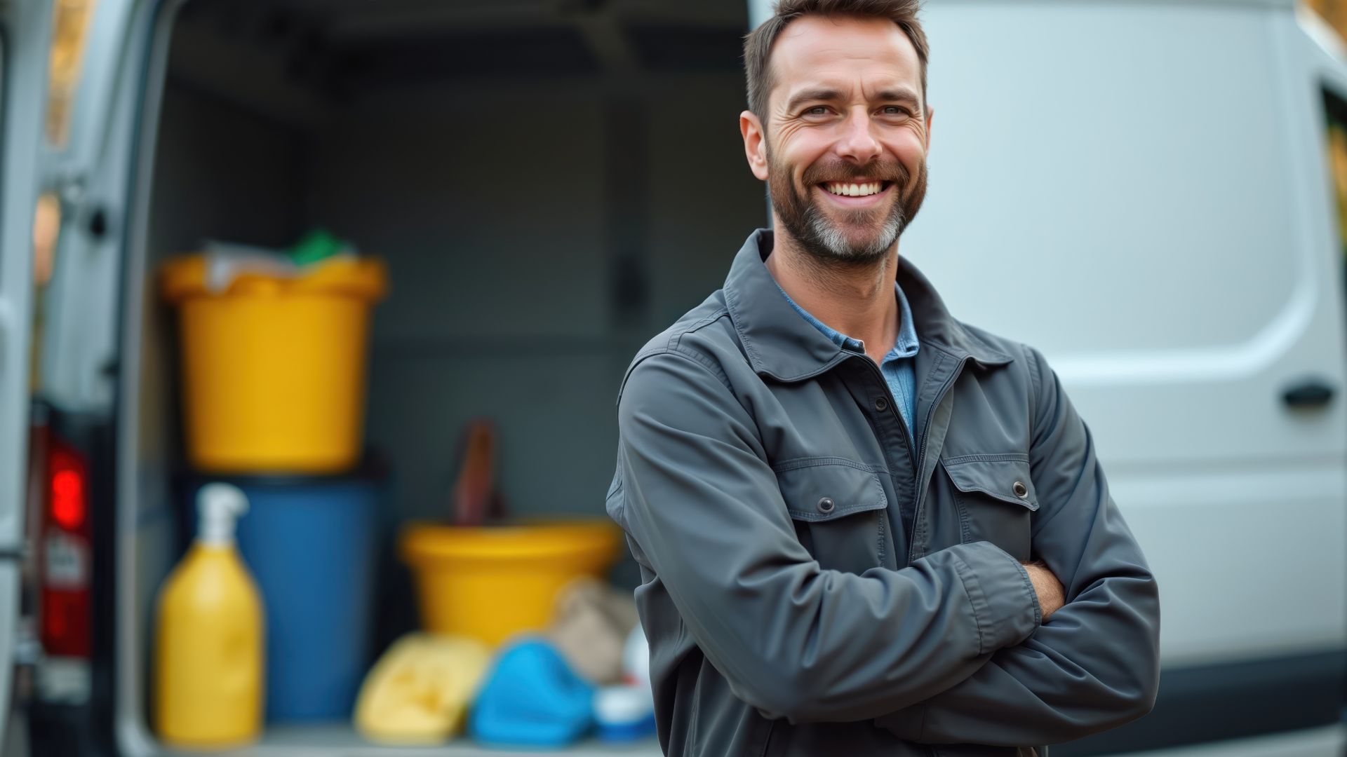 local service business person and truck