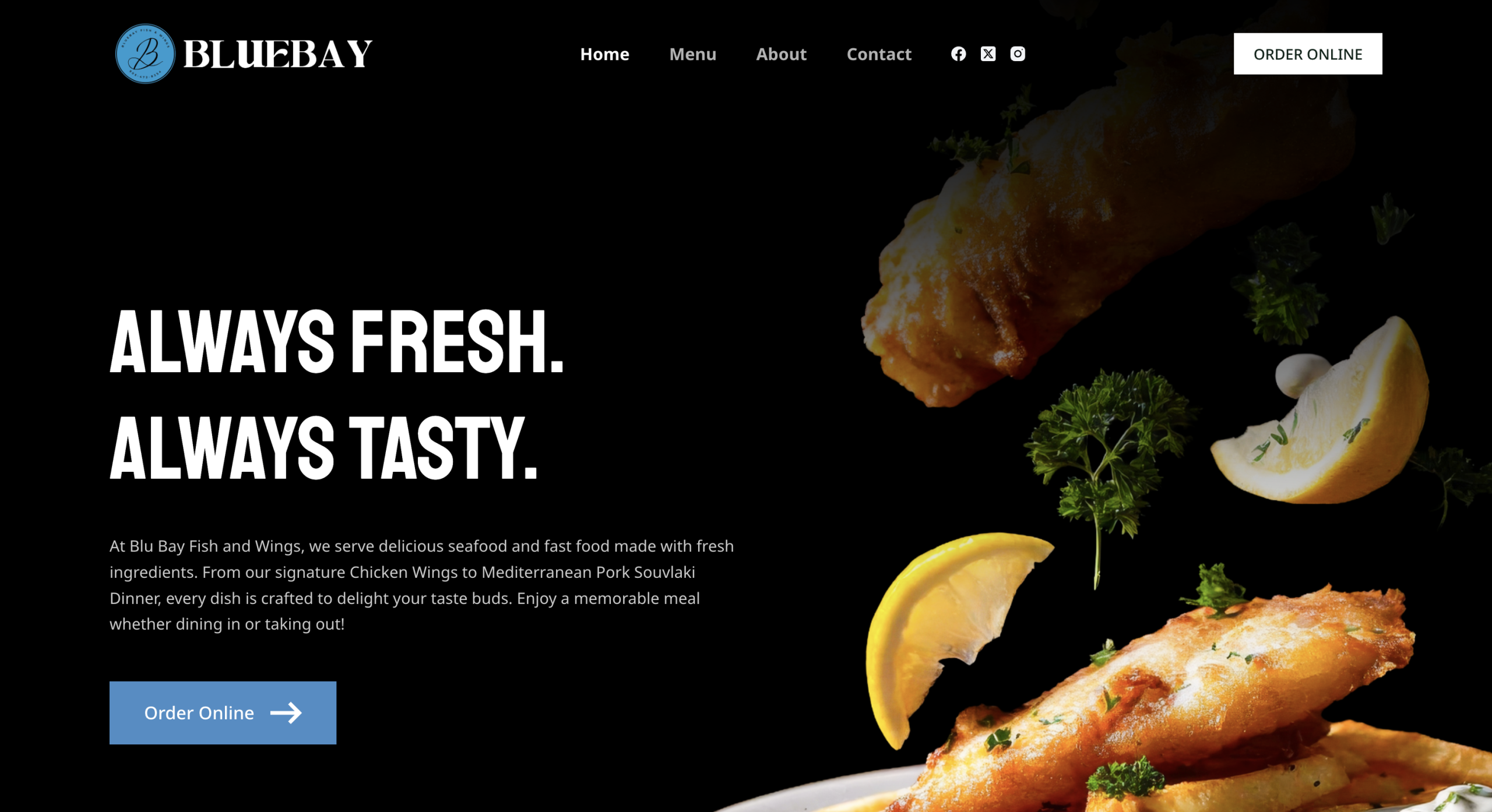 Blue Bay Fish & Wings Web Design