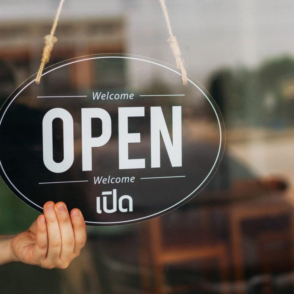 local business open sign in window